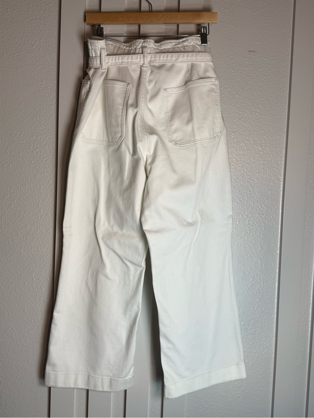 J.Crew White High Rise Wide Leg Cropped Jeans Tie Waist Size 32 - Picture 4 of 11